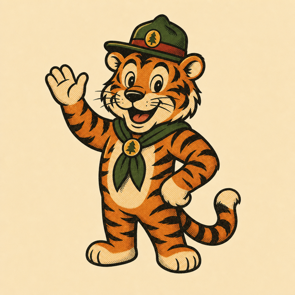 Camp Out tiger mascot