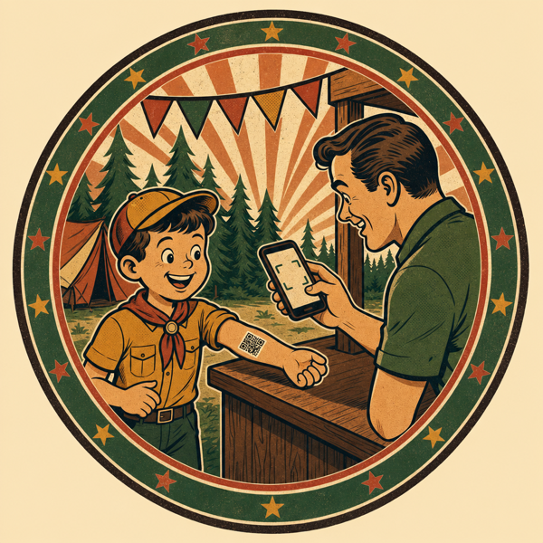 QR code child tagging badge