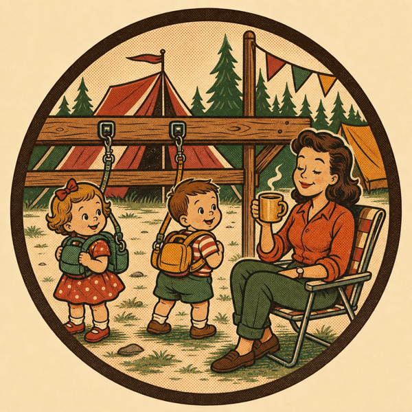 Child-tethering stable badge